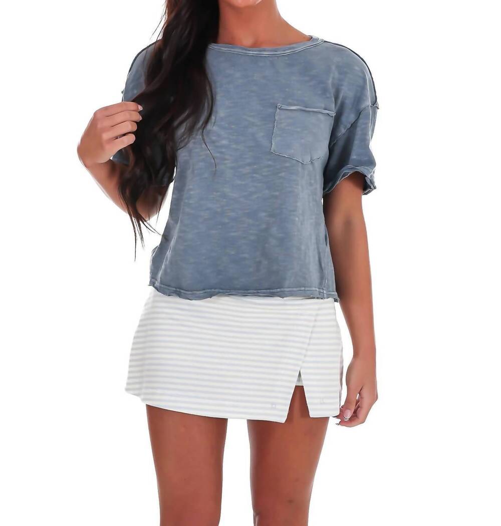 NEW BLU PEPPER women's edge mode cropped tee in ash blue - Picture 6 of 8